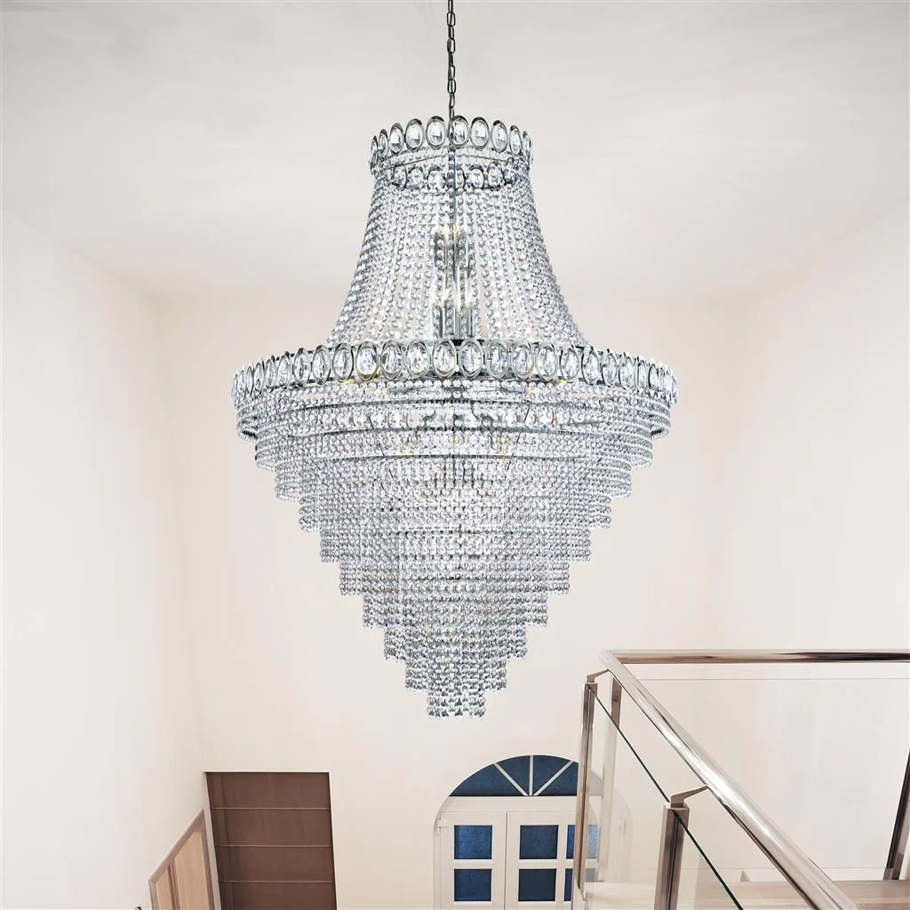 Louis Phillipe 28Lt Tiered Crystal Ceiling Light - Clear Crystal Finish - Image 3