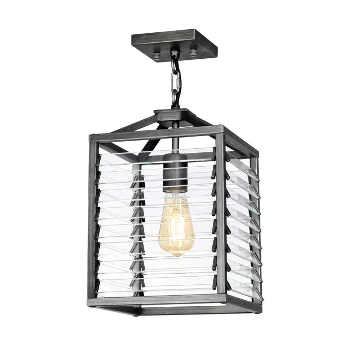 Louvre 1 Light Pendant - Painted Gunmetal - Image 2