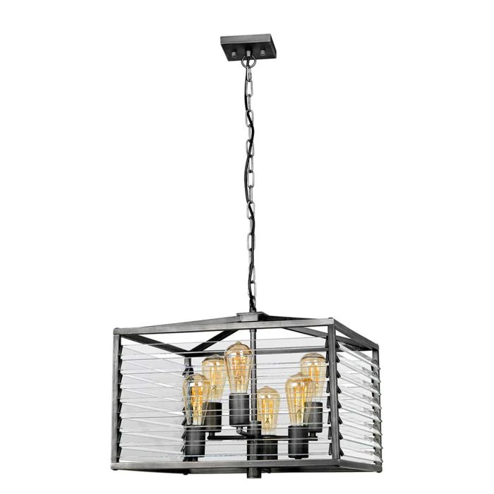 Louvre 4/6 Light Pendant - Painted Gunmetal - Image 3