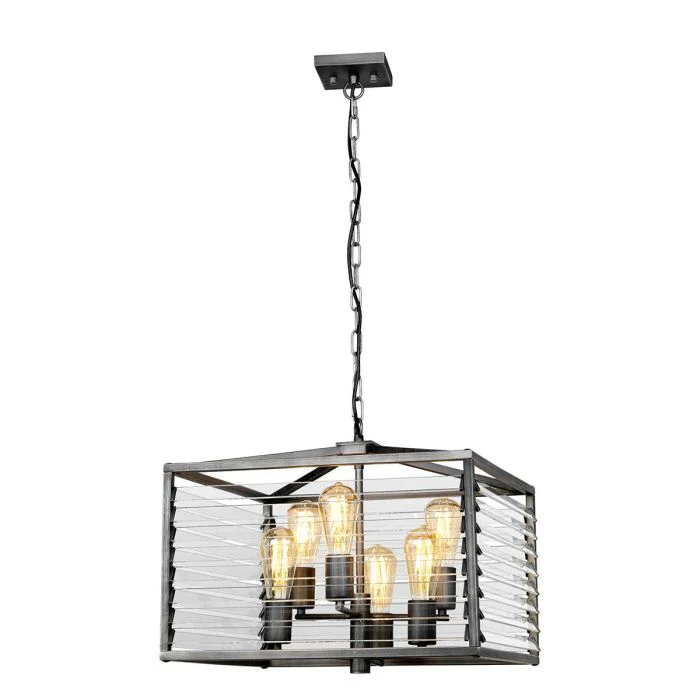 Louvre 4/6 Light Pendant - Painted Gunmetal - Image 4