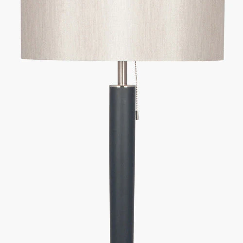 Lowry Brushed Silver and Matt Black Metal Floor Lamp - Image 2