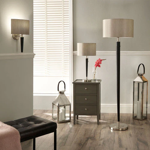 Lowry Brushed Silver and Matt Black Metal Floor Lamp - Image 4