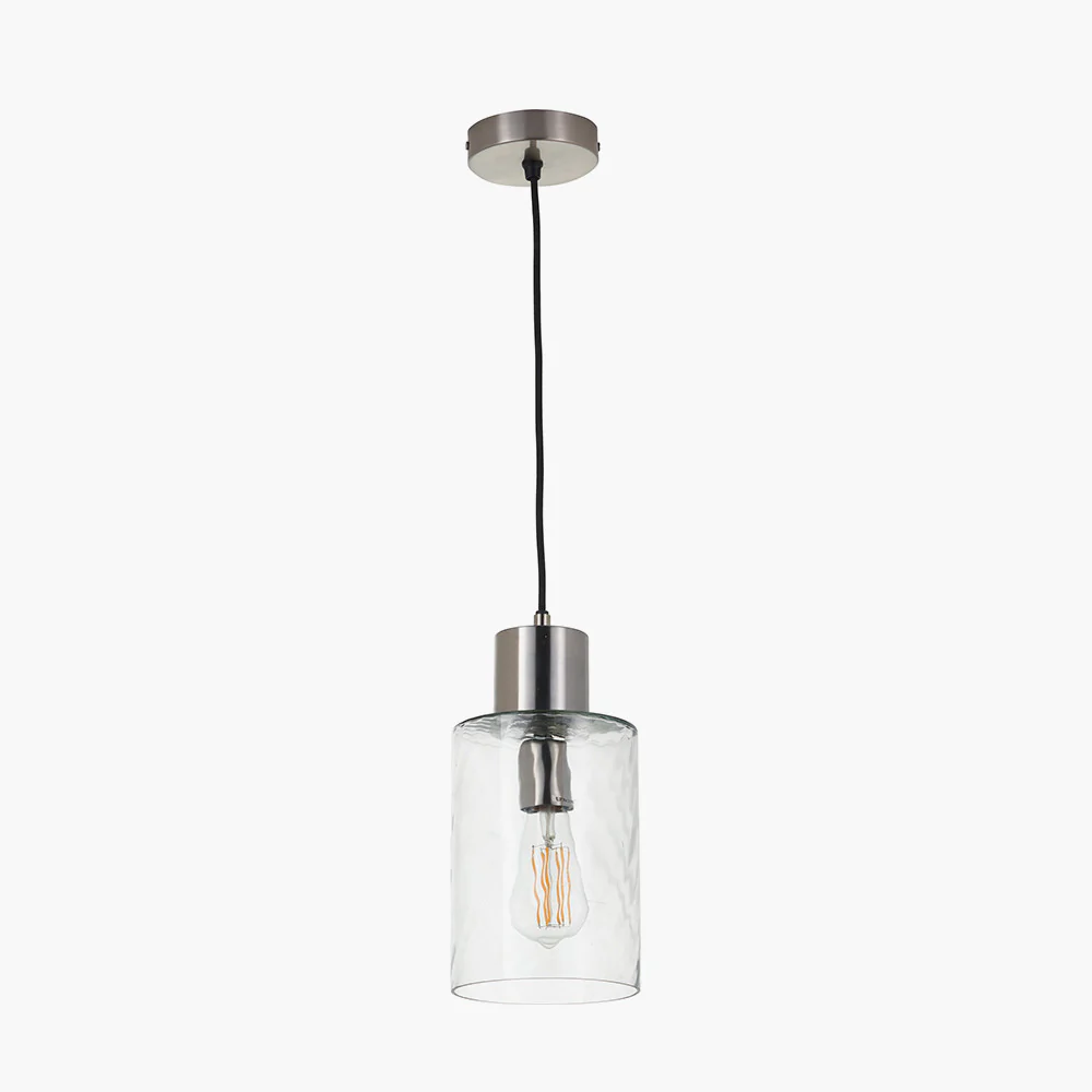 Loxley Ripple Glass Pendant - Clear/Brown Glass