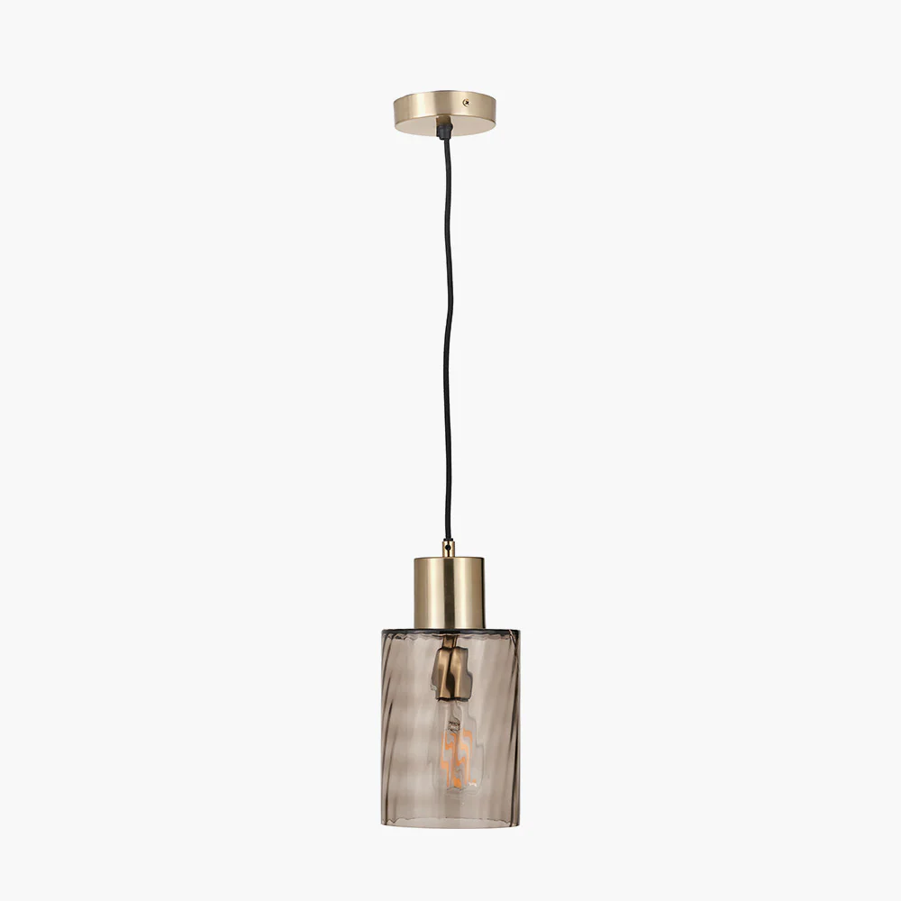 Loxley Ripple Glass Pendant - Clear/Brown Glass - Image 2