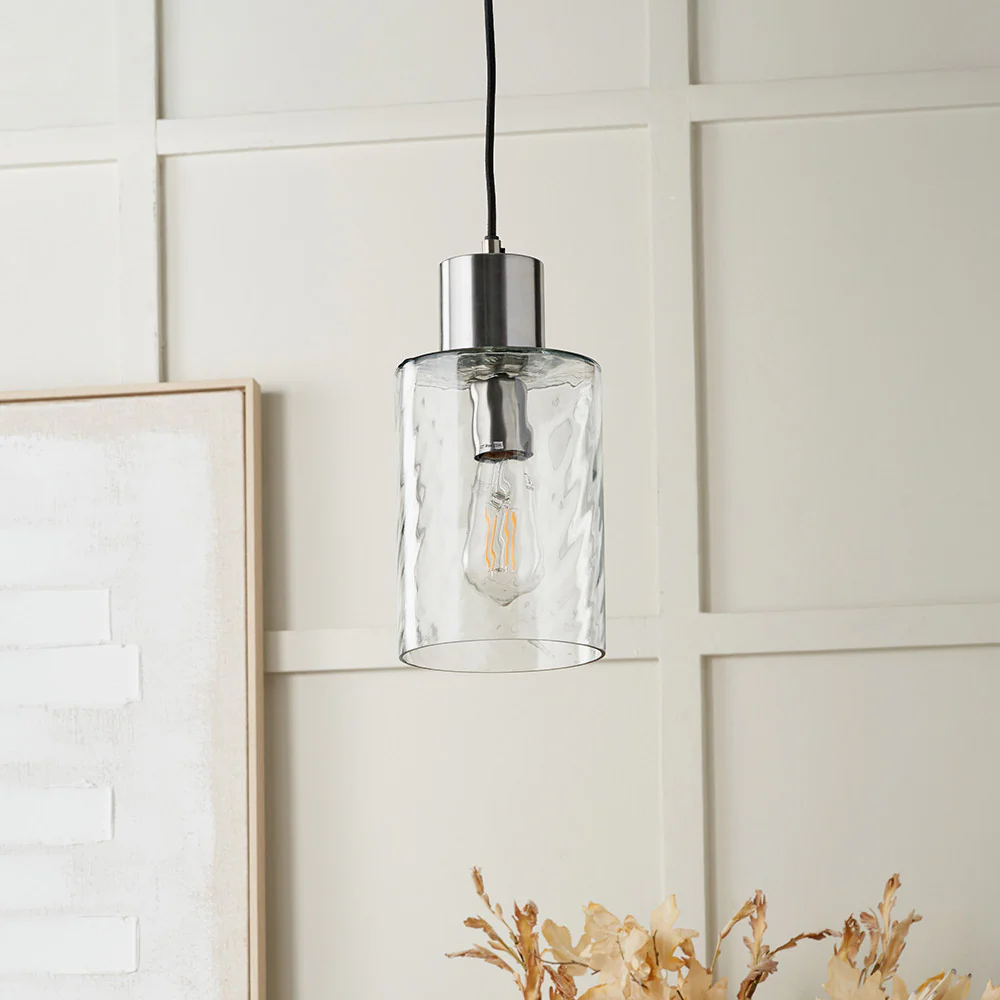 Loxley Ripple Glass Pendant - Clear/Brown Glass - Image 3