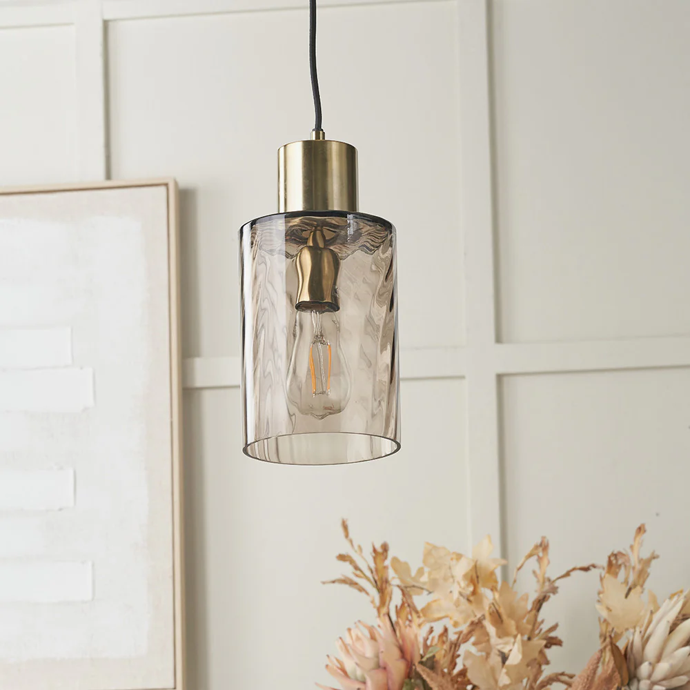 Loxley Ripple Glass Pendant - Clear/Brown Glass - Image 4
