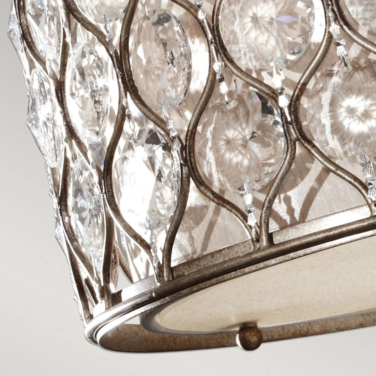 Lucia 3/6Lt Crystal Flush Ceiling Light - Burnished Silver Finish - Image 3