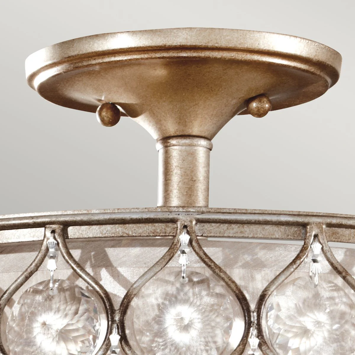 Lucia 3/6Lt Crystal Flush Ceiling Light - Burnished Silver Finish - Image 4