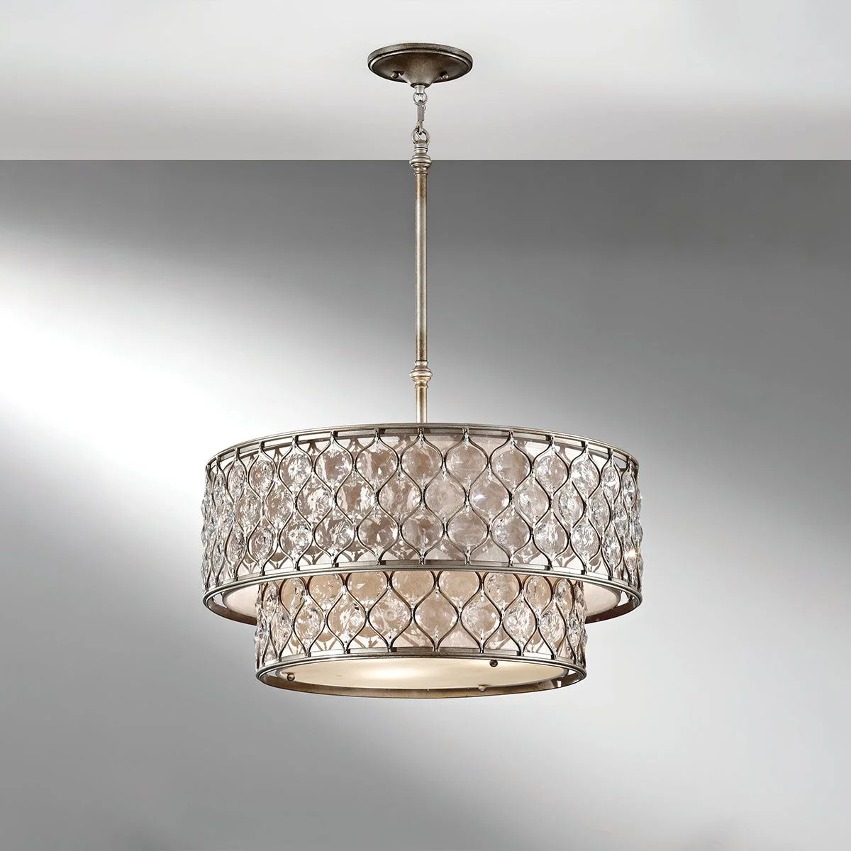 Lucia 6Lt Hanging Shade Ceiling Light - Burnished Silver Finish - Image 2