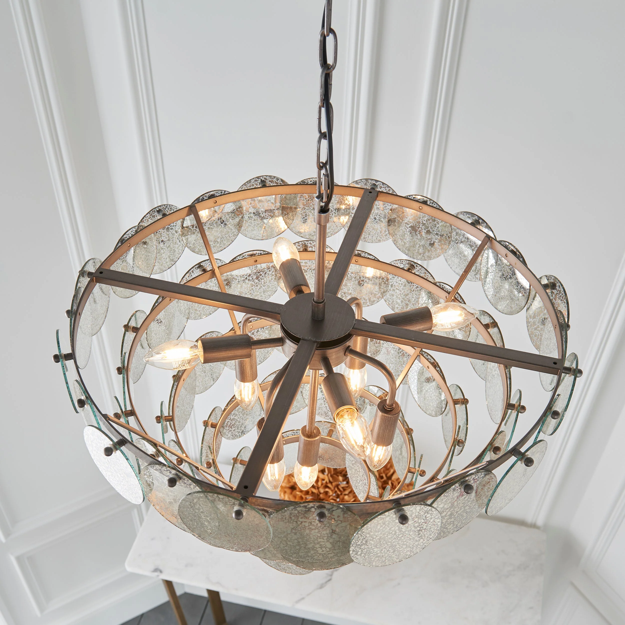Lucinda 9Lt Centre Ceiling Light - Antique Silver/ Antique Gold - Image 3