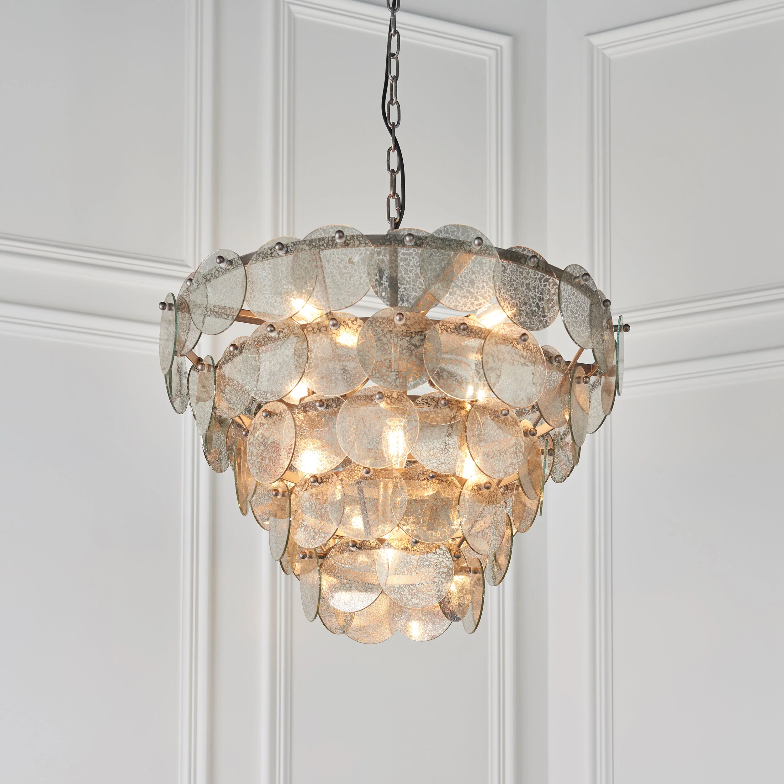 Lucinda 9Lt Centre Ceiling Light - Antique Silver/ Antique Gold - Image 8