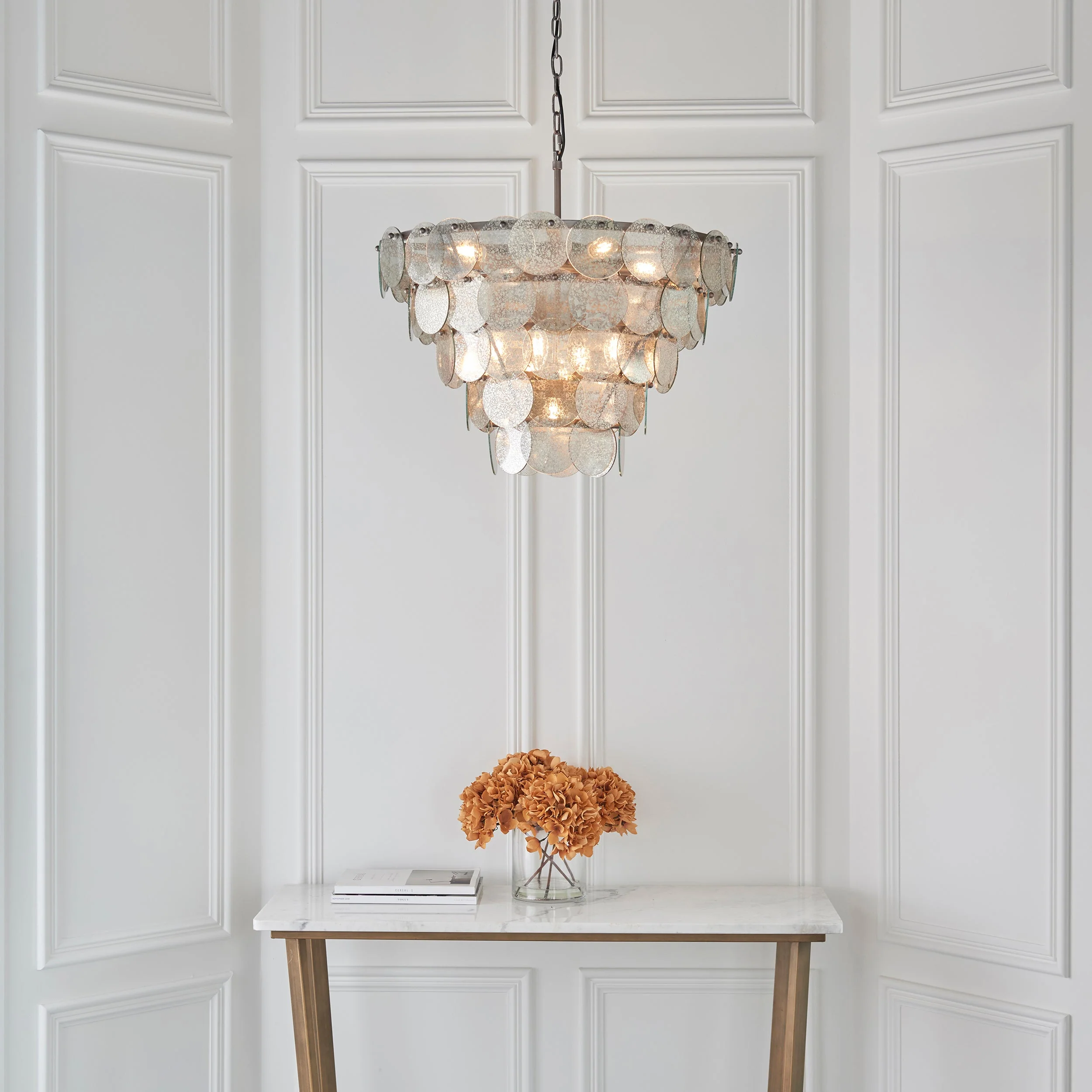 Lucinda 9Lt Centre Ceiling Light - Antique Silver/ Antique Gold - Image 9