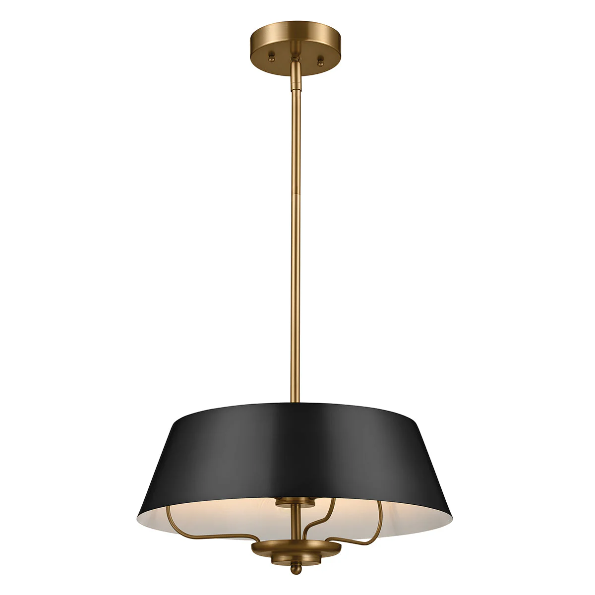 Luella 3/4Lt Duo-Mount Pendant - Black & Brass/Brushed Natural Brass