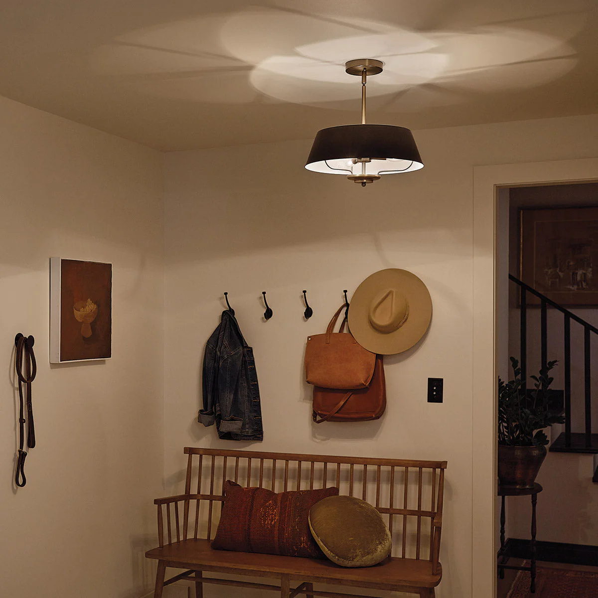 Luella 3/4Lt Duo-Mount Pendant - Black & Brass/Brushed Natural Brass - Image 10