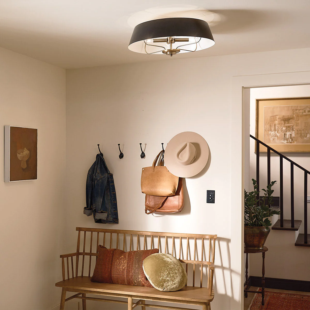 Luella 3/4Lt Duo-Mount Pendant - Black & Brass/Brushed Natural Brass - Image 24