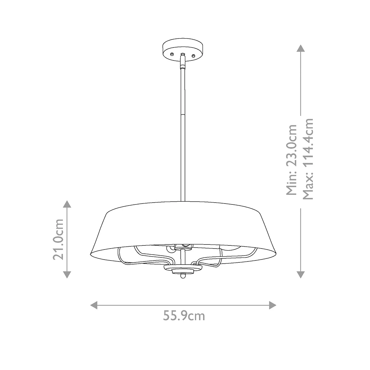 Luella 3/4Lt Duo-Mount Pendant - Black & Brass/Brushed Natural Brass - Image 25