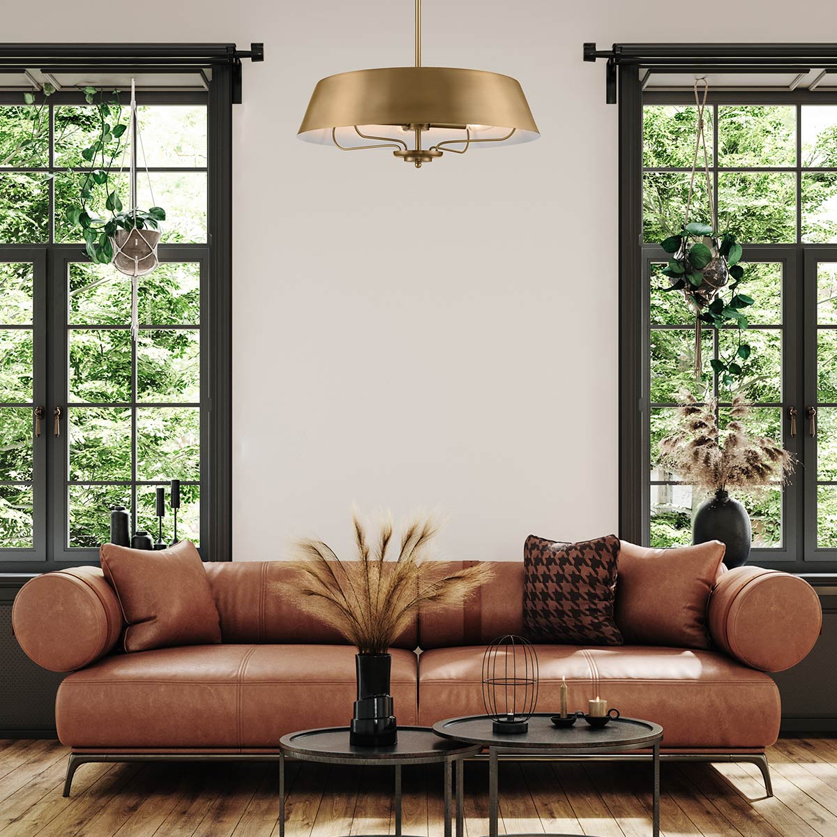 Luella 3/4Lt Duo-Mount Pendant - Black & Brass/Brushed Natural Brass - Image 30