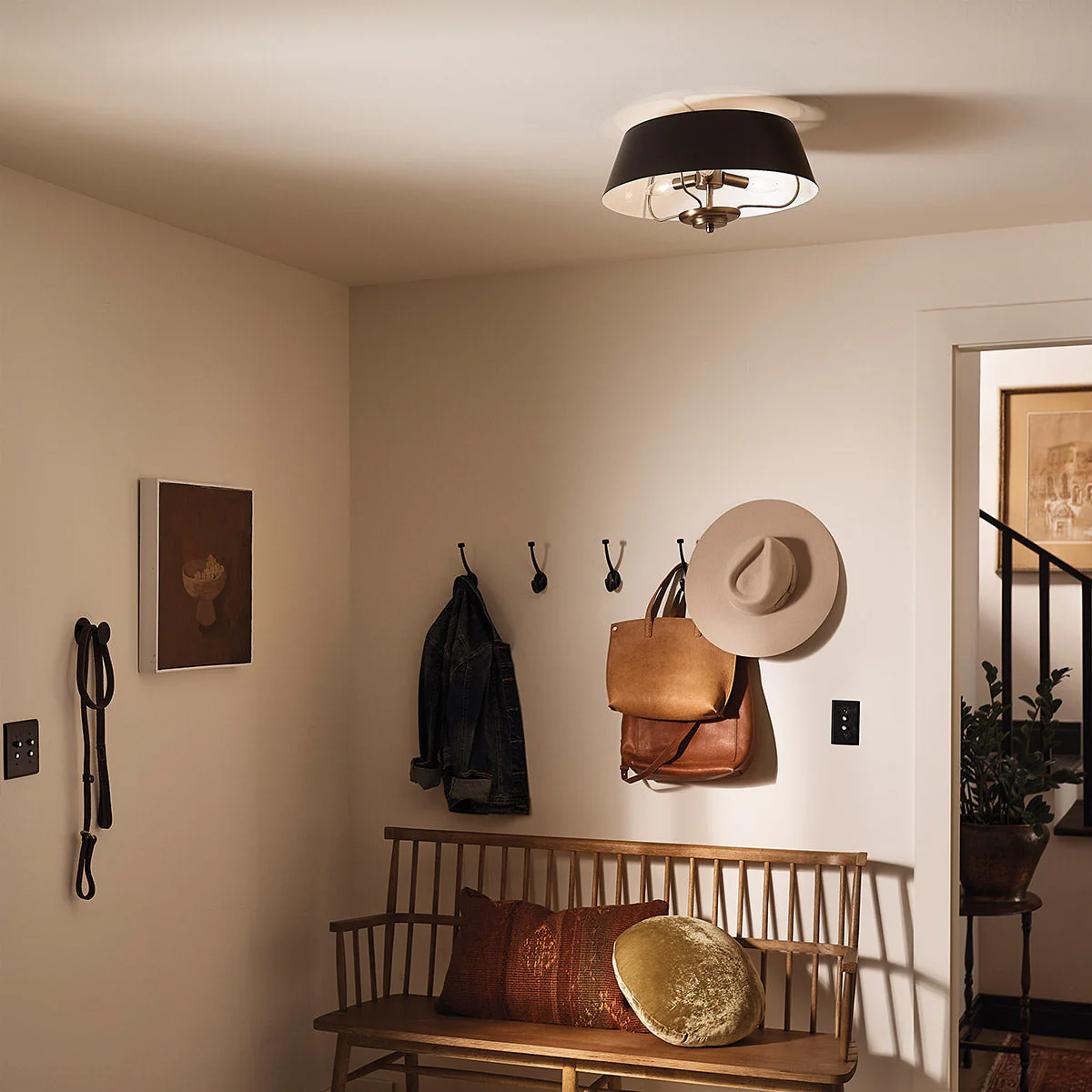 Luella 3/4Lt Duo-Mount Pendant - Black & Brass/Brushed Natural Brass - Image 9