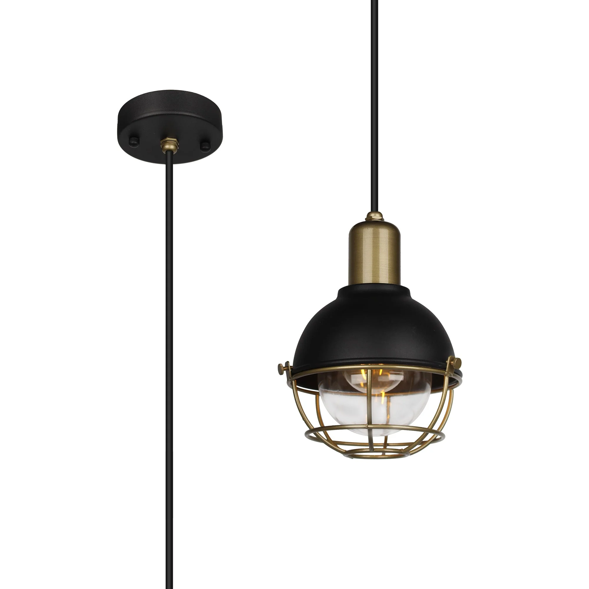 Lugo Outdoor Pendant IP65 - Sand Black & Antique Brass Finish - Image 2