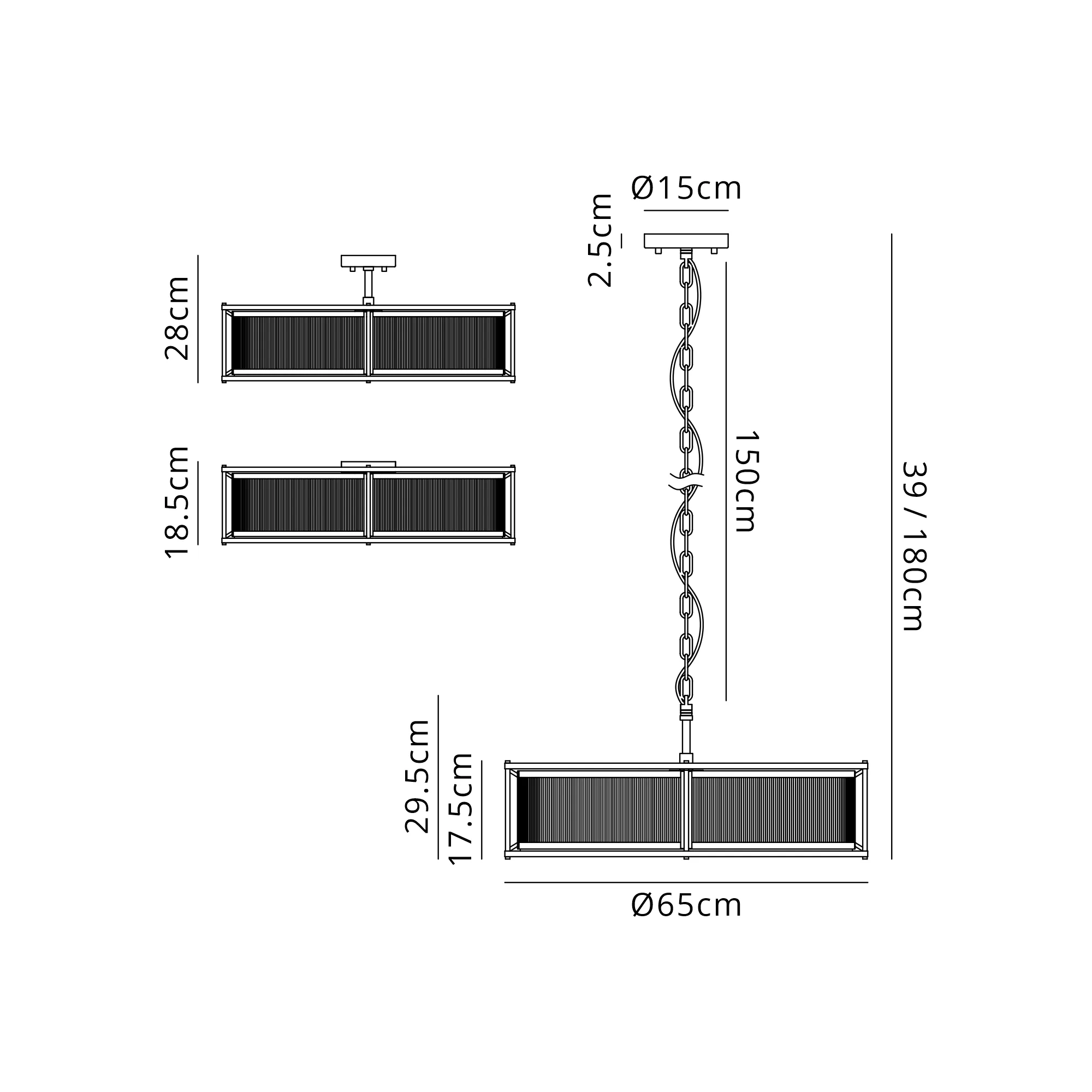 Luiz Semi Flush Light - 65cm and 80cm - Various Finishes - Image 14