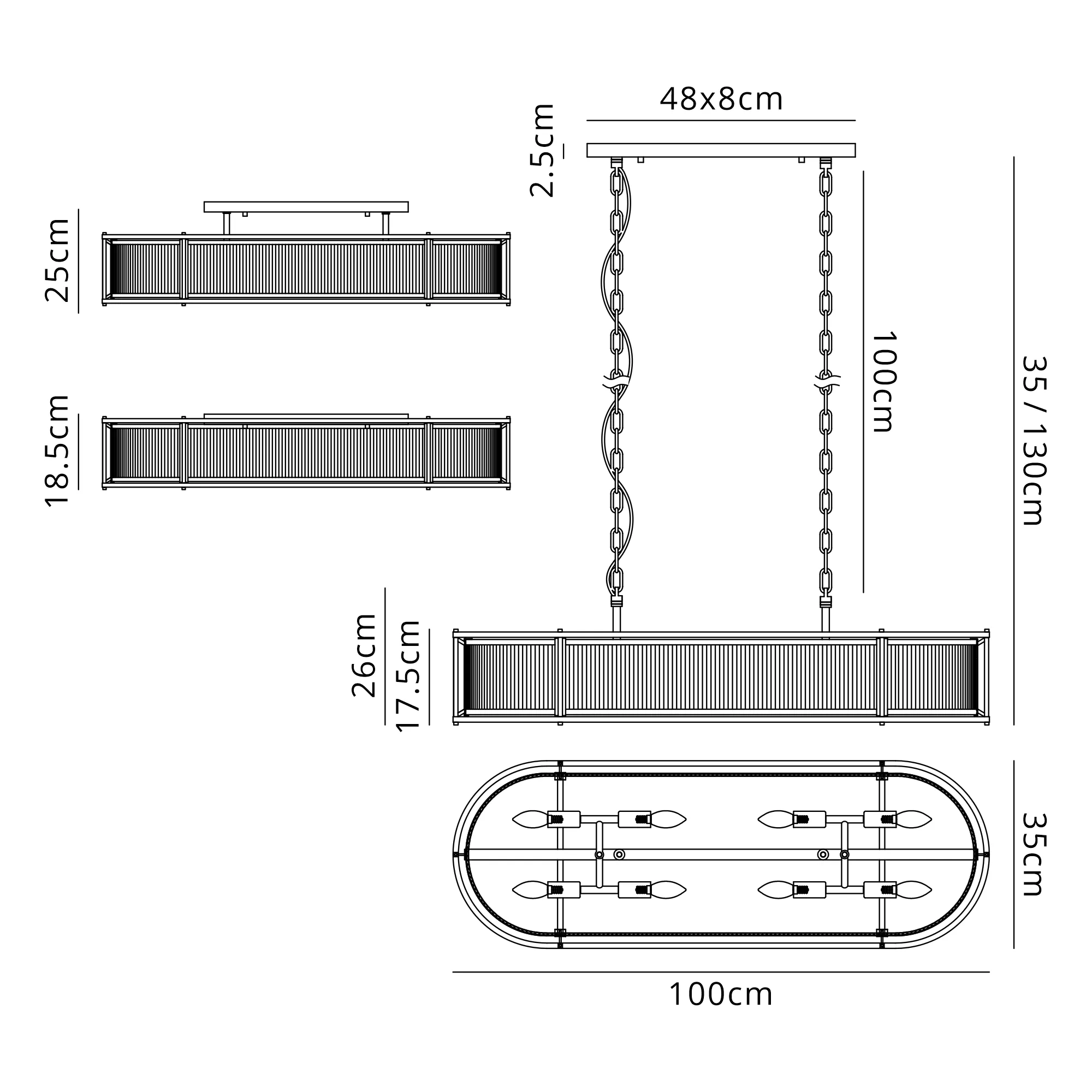 Luiz Semi Flush Light - 65cm and 80cm - Various Finishes - Image 15