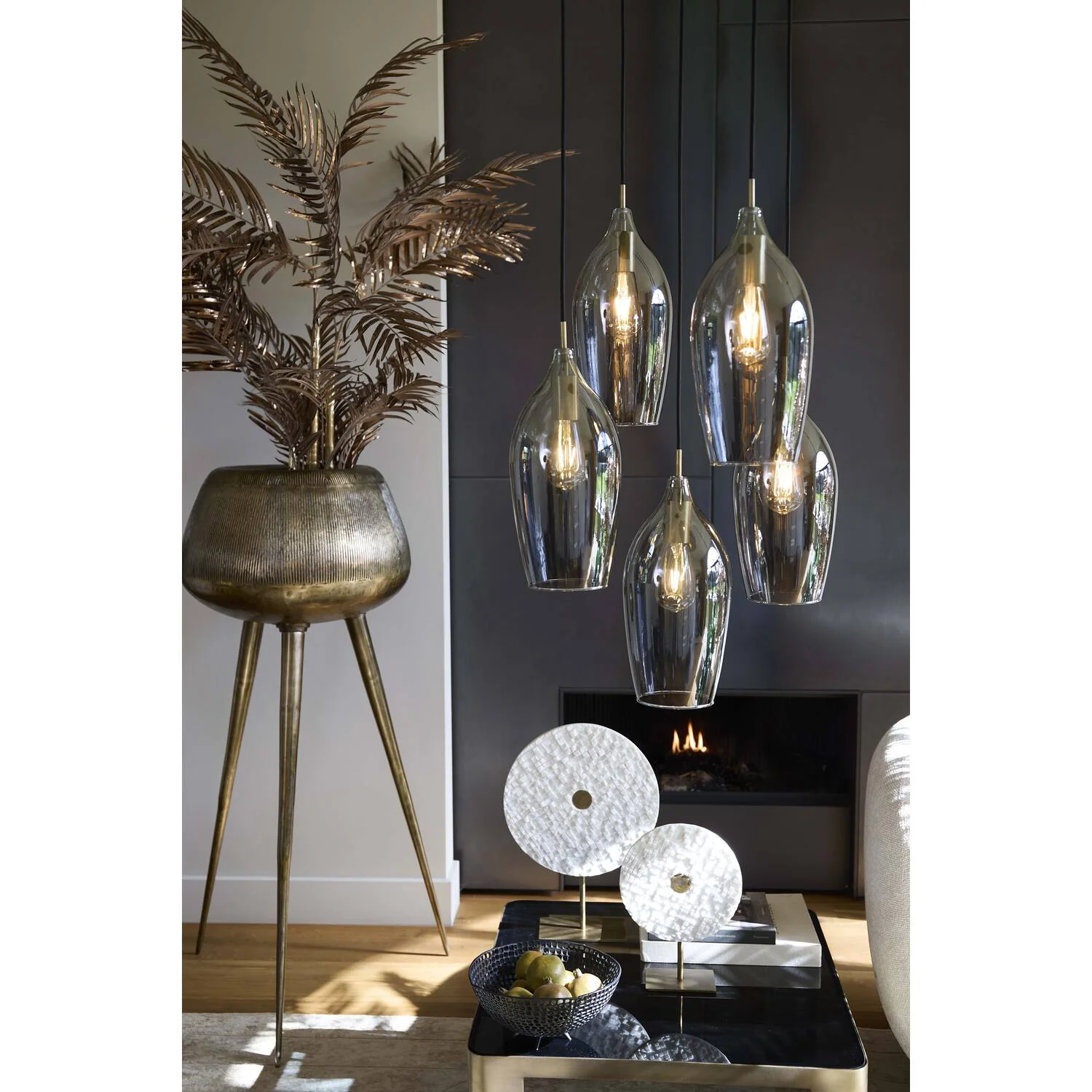 Lukaro 3/5Lt Cluster Light - Antique Bronze & Smoked Glass - Image 6