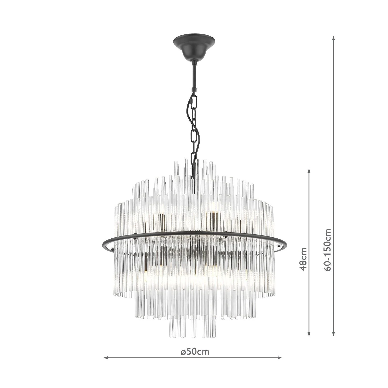 Lukas 13 Light Fitting Brushed Antique Gold And Clear Glass/Pendant Polished Chrome Glass - Image 10