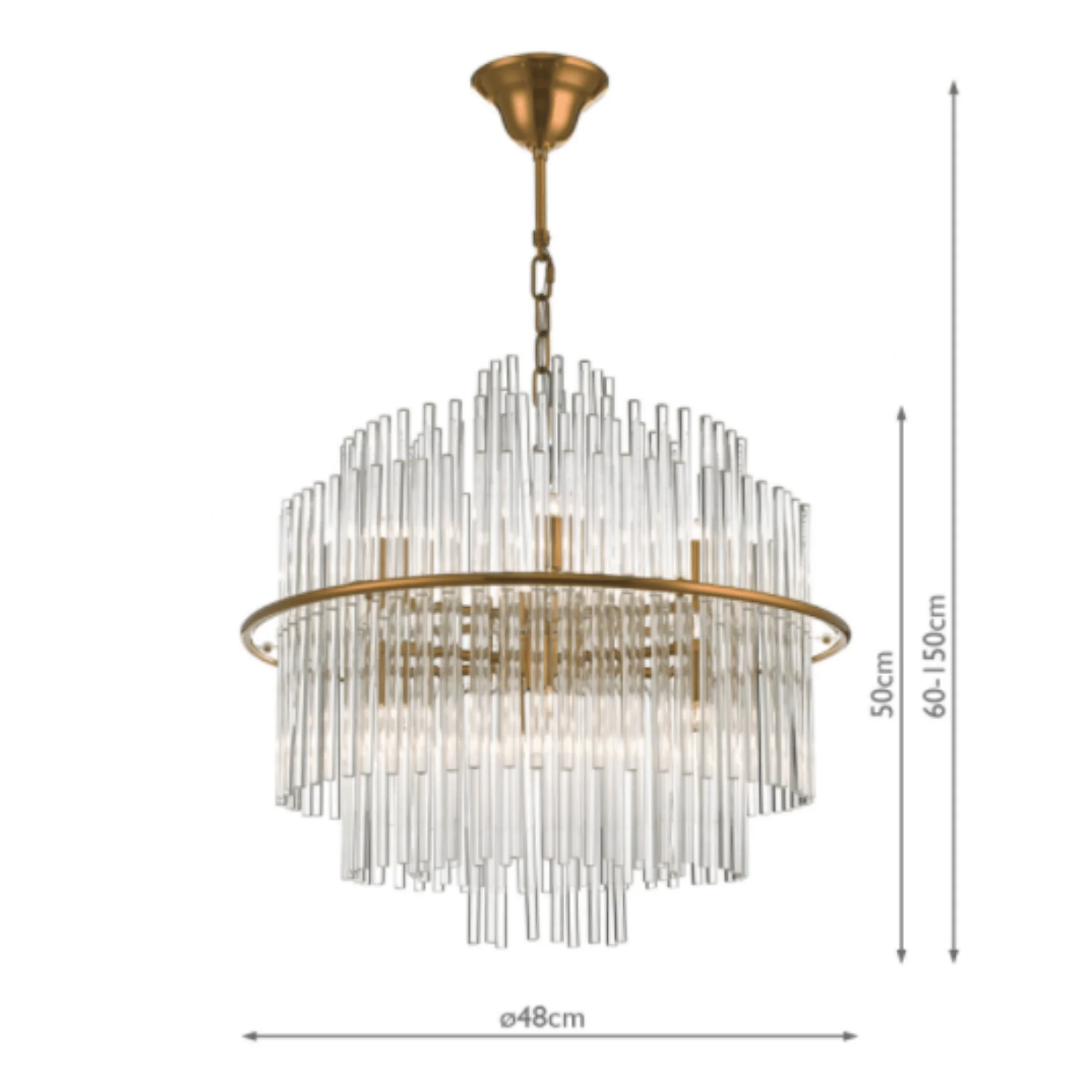 Lukas 13 Light Fitting Brushed Antique Gold And Clear Glass/Pendant Polished Chrome Glass - Image 2