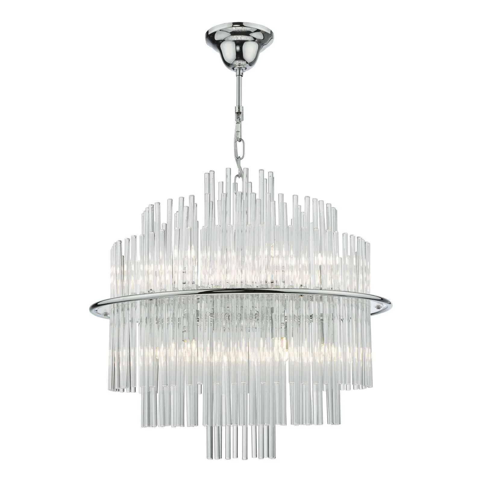 Lukas 13 Light Fitting Brushed Antique Gold And Clear Glass/Pendant Polished Chrome Glass - Image 3