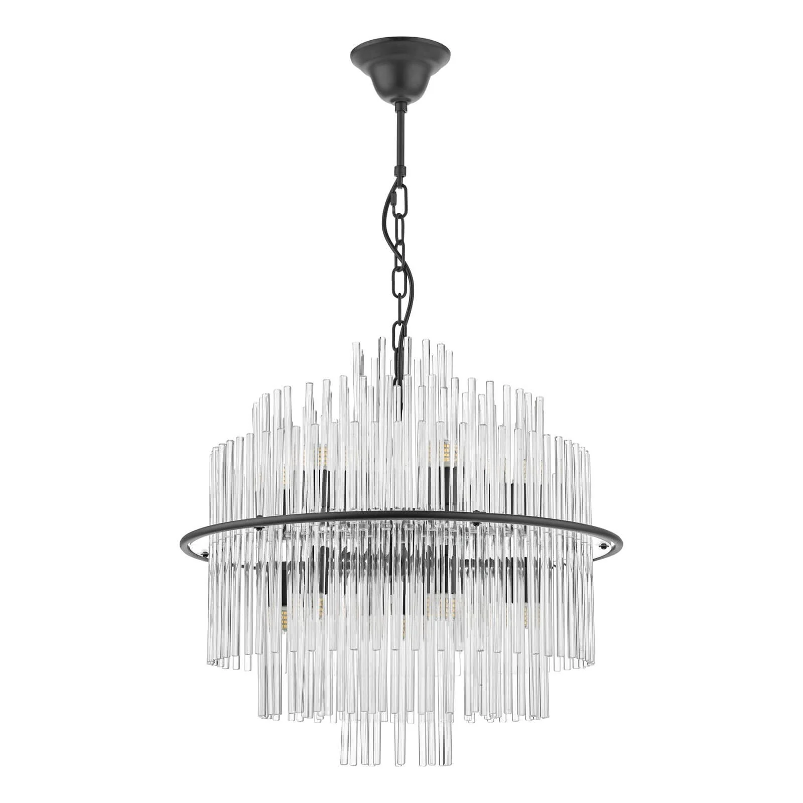 Lukas 13 Light Fitting Brushed Antique Gold And Clear Glass/Pendant Polished Chrome Glass - Image 6