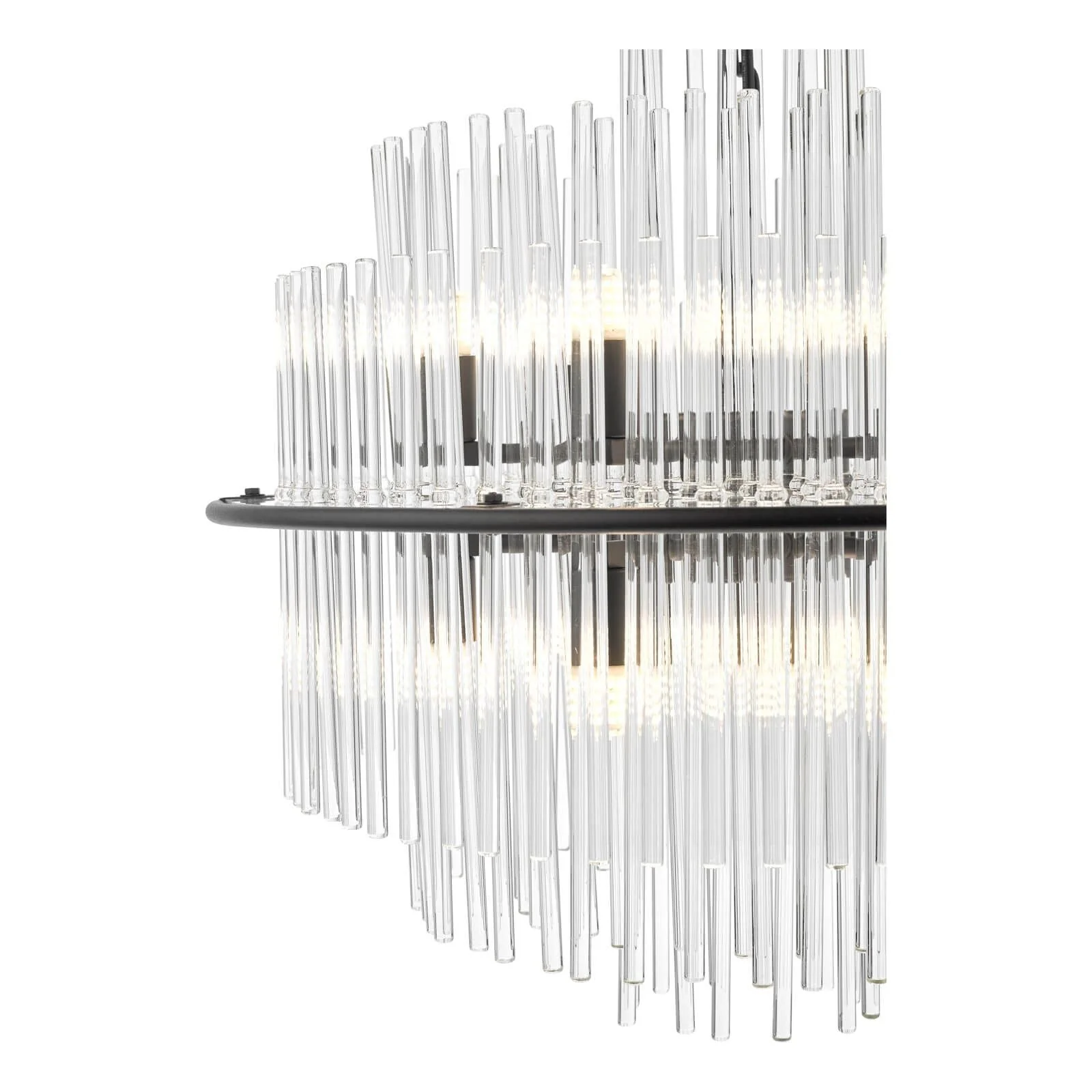 Lukas 13 Light Fitting Brushed Antique Gold And Clear Glass/Pendant Polished Chrome Glass - Image 8