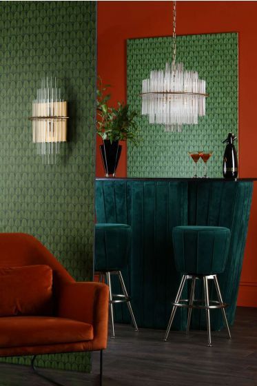 Lukas 2 Light Wall Light Polished Chrome Glass, Antique Gold Glass - Image 4