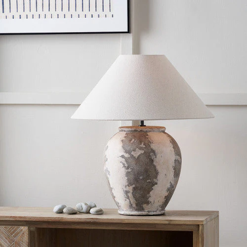 Lulia Table Lamp Base- Antique Finish Stoneware Urn - Image 6