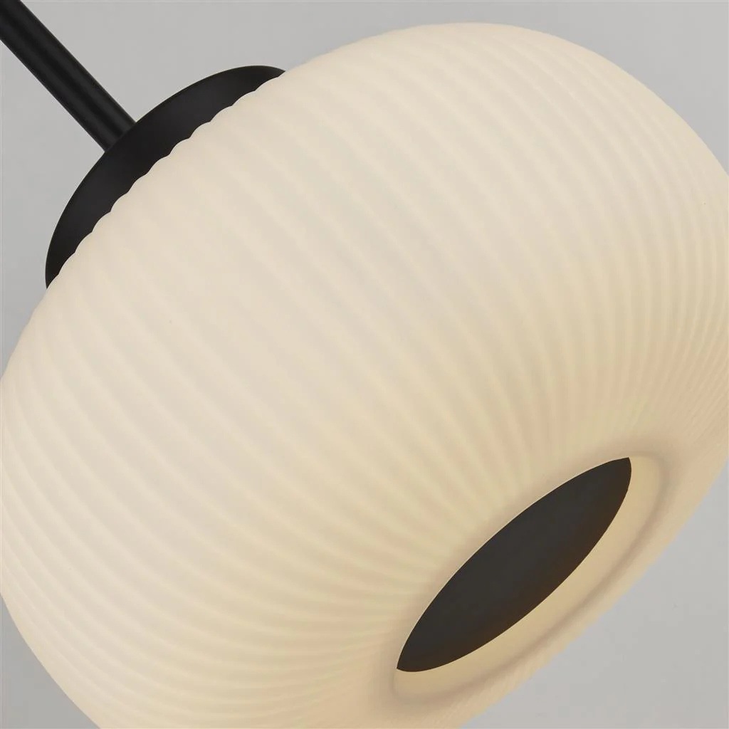 Lumina 3Lt Kitchen Light - Black Metal & Opal Ribbed Glass - Image 3