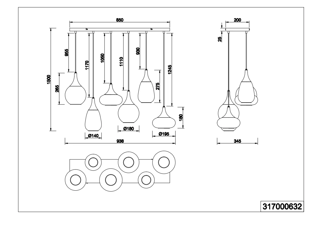 Lumina 6/8Lt Linear Pendant - Amber/Black - Image 6