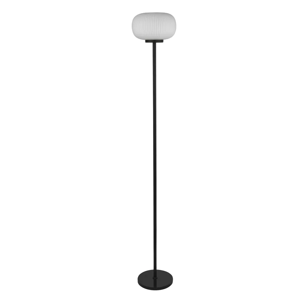 Lumina Floor Lamp - Black Metal & Opal Ribbed Glass - Image 4