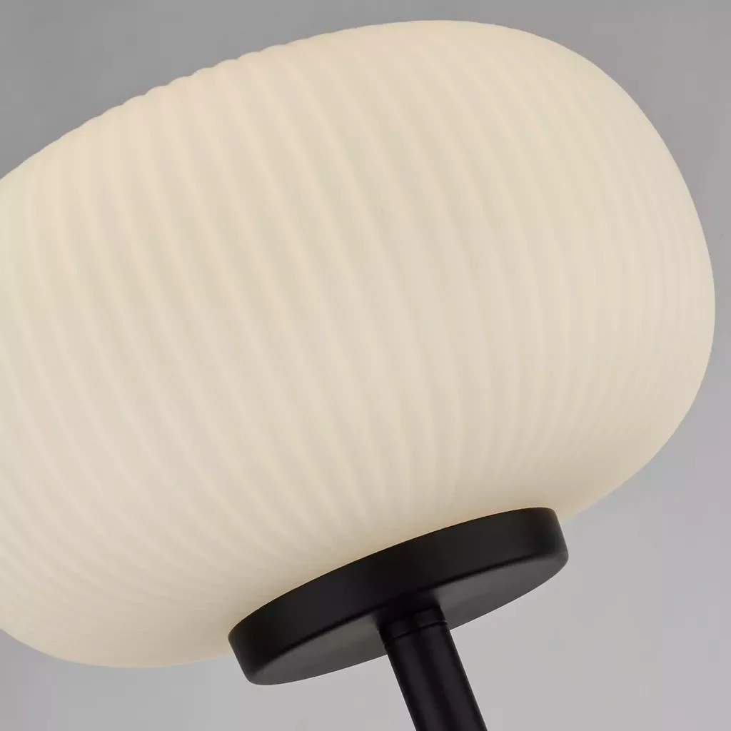 Lumina Floor Lamp - Black Metal & Opal Ribbed Glass - Image 5