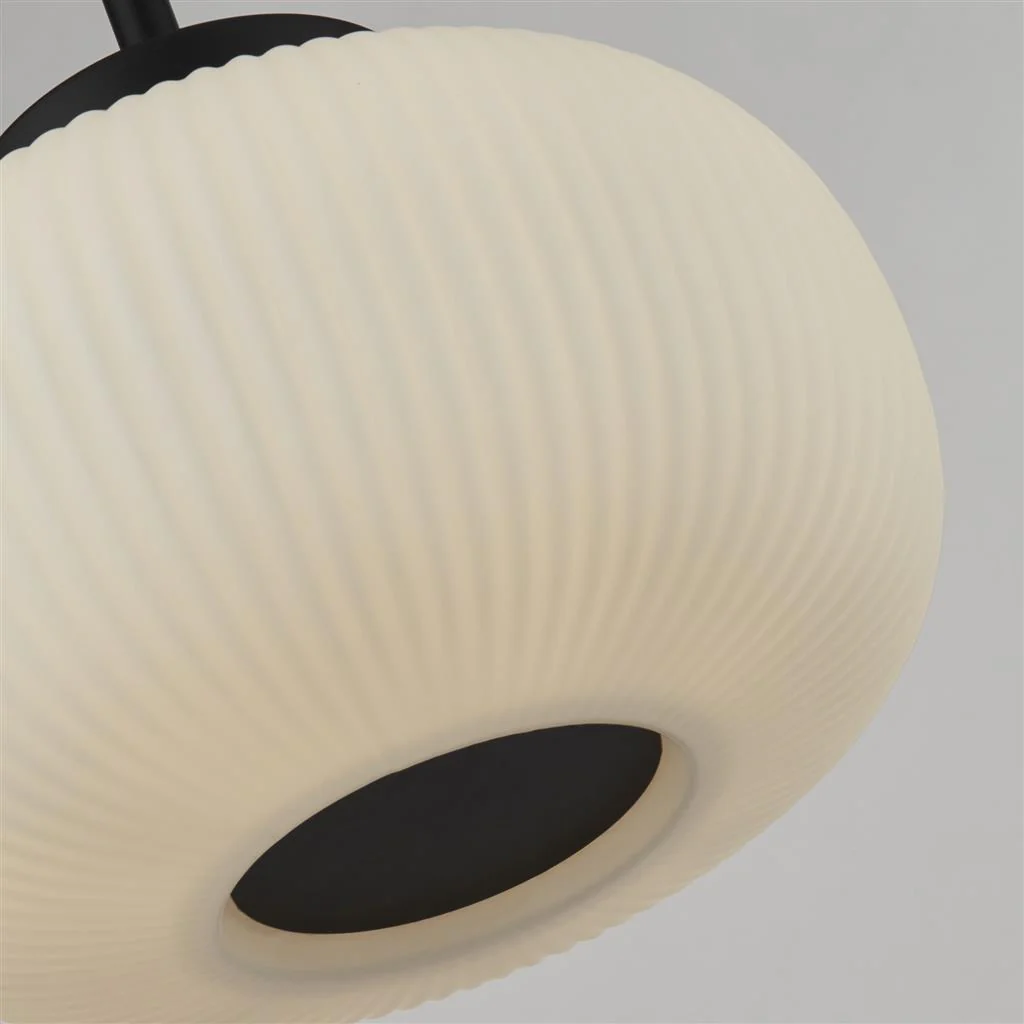 Lumina Pendant - Black Metal & Opal Ribbed Glass - Image 3