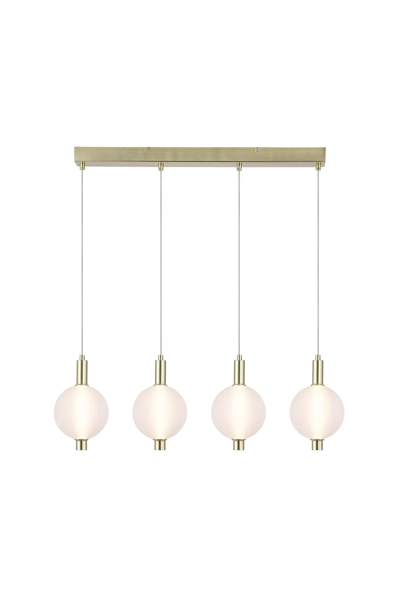 Luminique LED 4Lt Bar Pendant- Satin Brass with Glass
