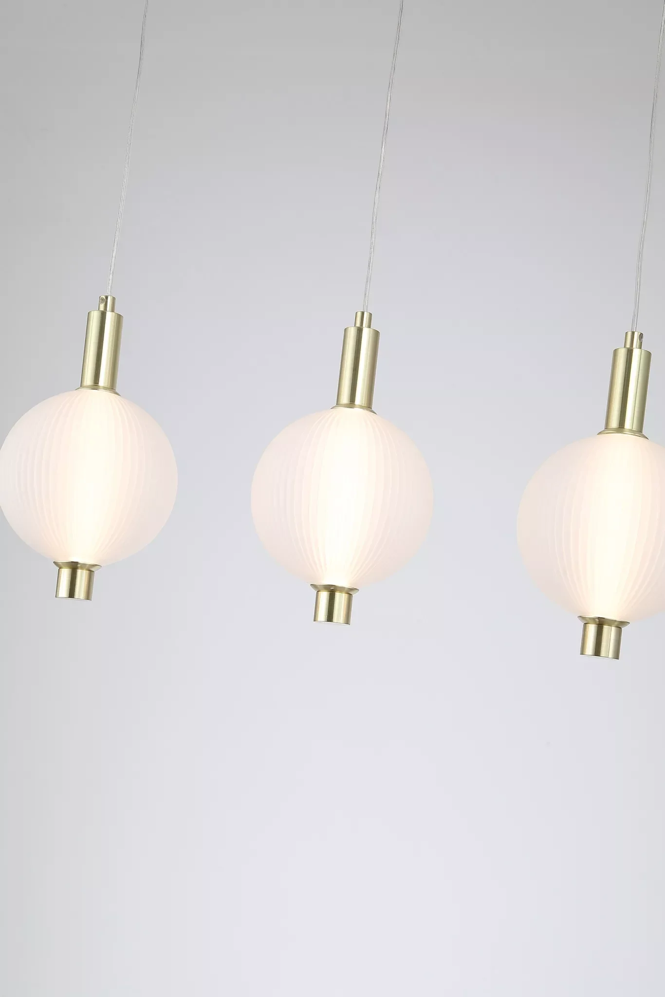 Luminique LED 4Lt Bar Pendant- Satin Brass with Glass - Image 3