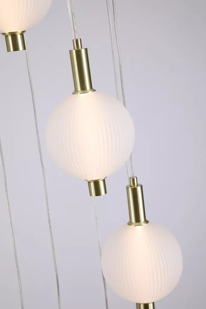 Luminique LED 5Lt/ 8Lt Cluster Light- Satin Brass Metal with Glass - Image 3