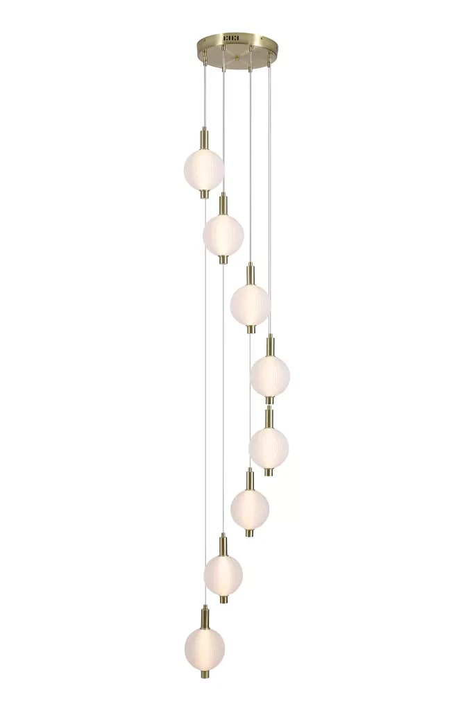 Luminique LED 5Lt/ 8Lt Cluster Light- Satin Brass Metal with Glass - Image 5