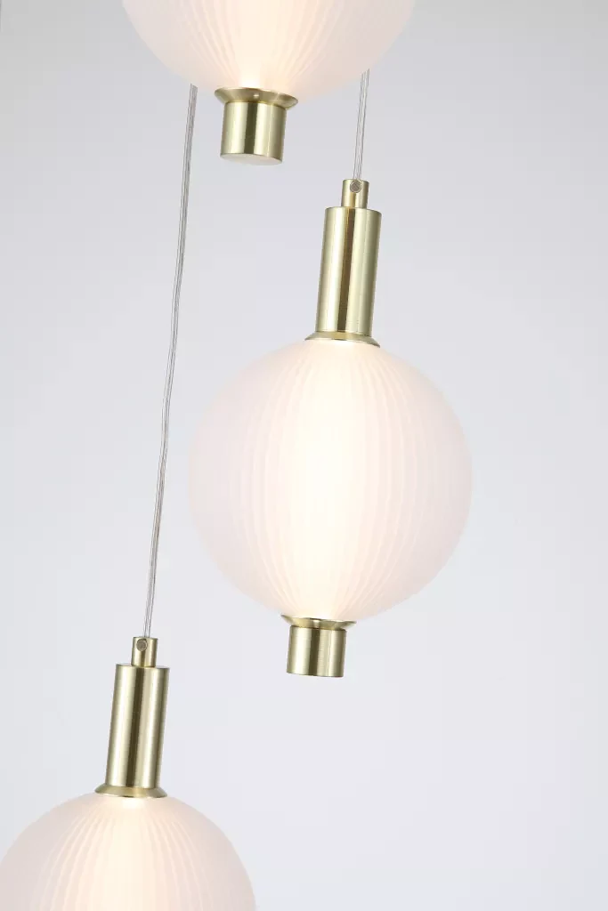 Luminique LED 5Lt/ 8Lt Cluster Light- Satin Brass Metal with Glass - Image 8