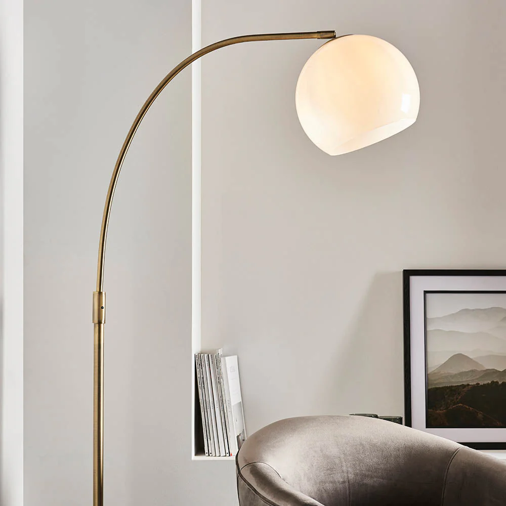 Lumora Floor Lamp - White Grey Base/Black Base E27 - Image 12