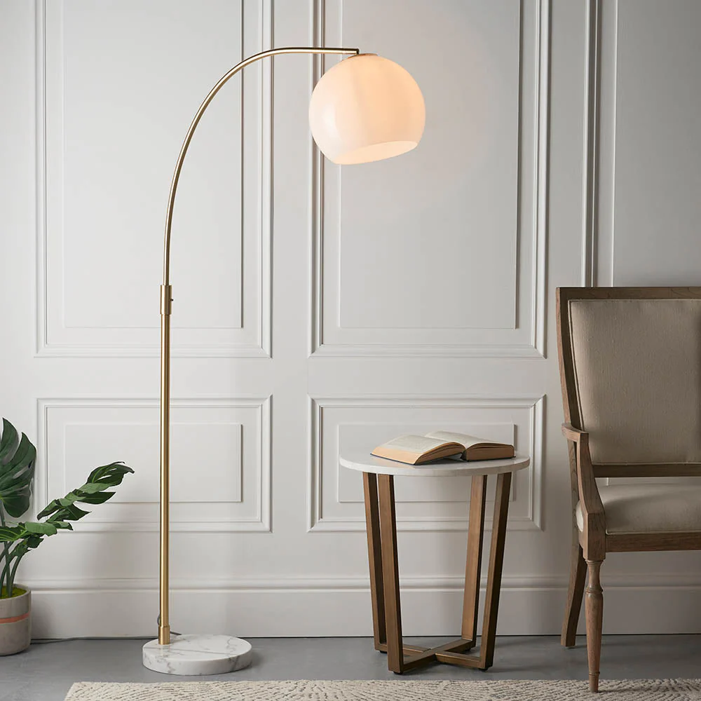 Lumora Floor Lamp - White Grey Base/Black Base E27 - Image 2