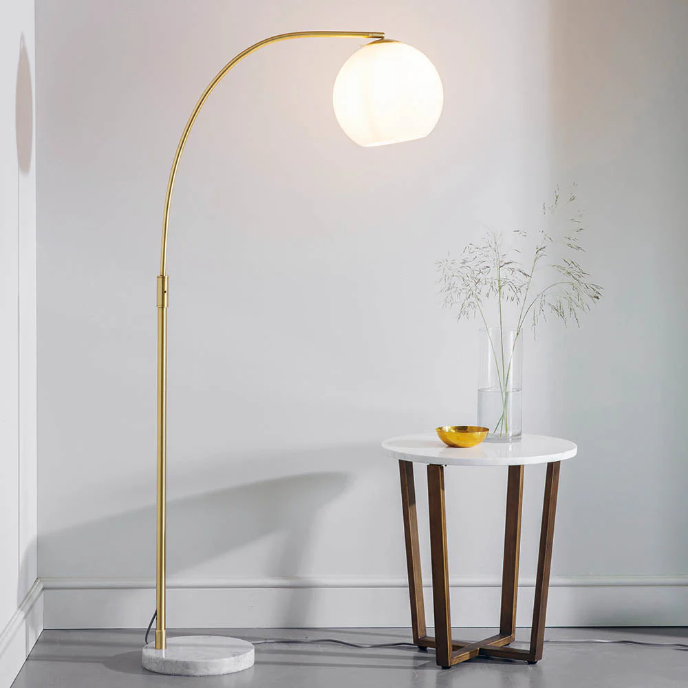 Lumora Floor Lamp - White Grey Base/Black Base E27 - Image 3