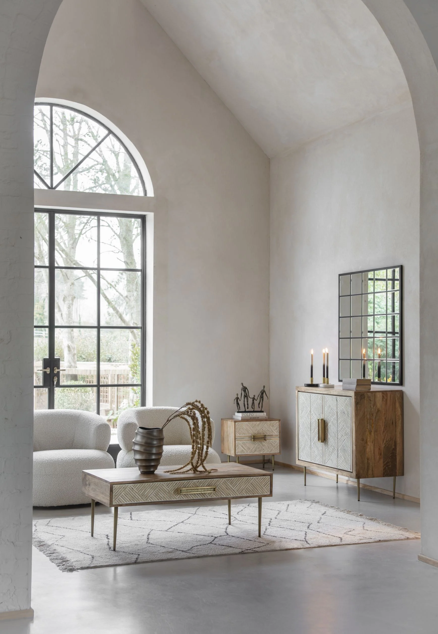 Luna Occasional Chair in Boucle Grey/Hunter Green/Boucle Ivory - Image 11