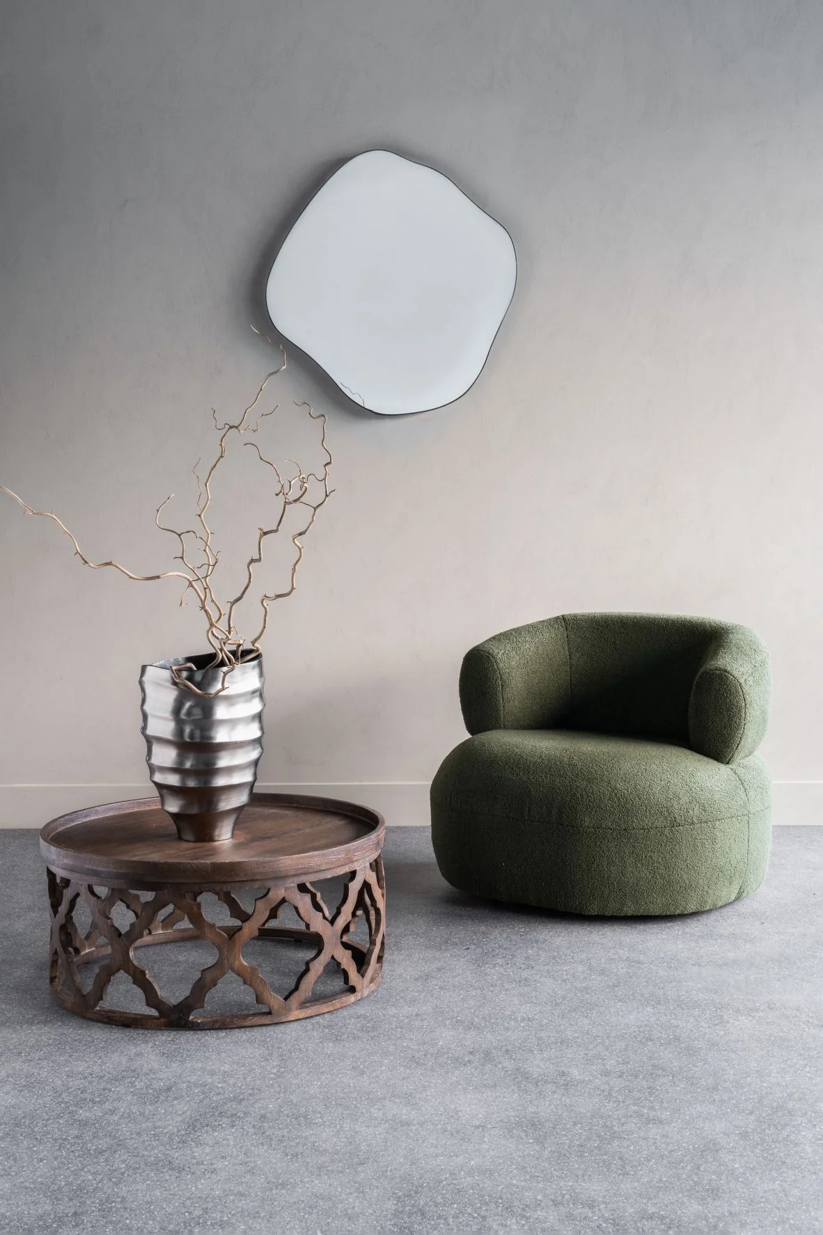 Luna Occasional Chair in Boucle Grey/Hunter Green/Boucle Ivory - Image 8