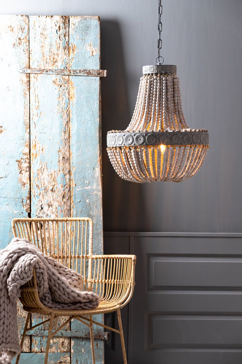 Luna Pendant Ceiling Light - Old White Finish - Image 7