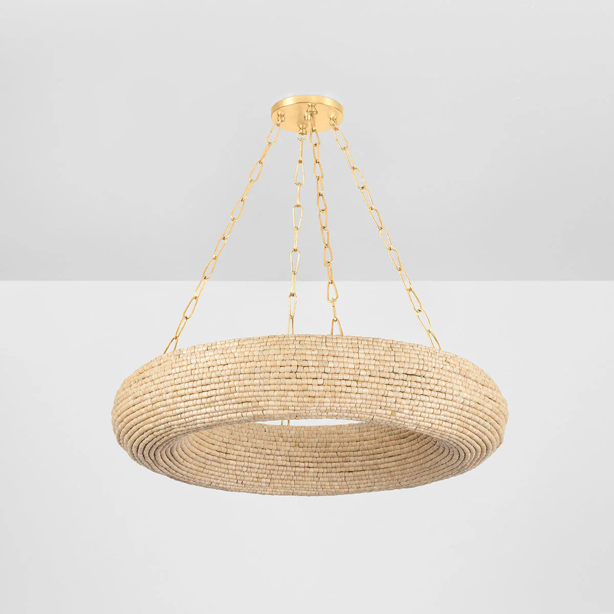 Lure 10Lt Chandelier - Wood Beads & Gold - Image 2